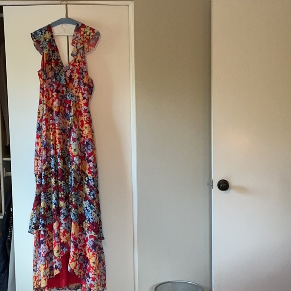 Lulu's Floral Maxi Dress - Red, Blue, Yellow